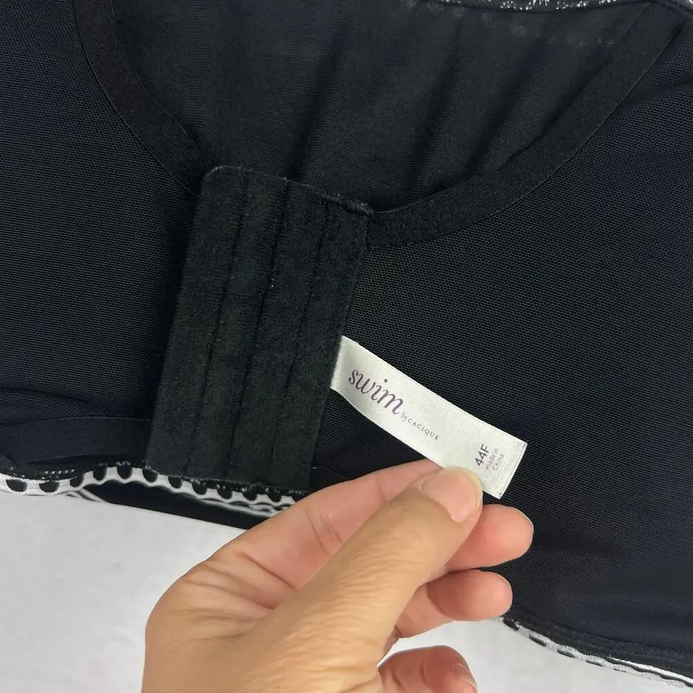 Cacique Swim Lane Bryant 44F Black & White Striped Bandeau Women's Swim Top - Picture 8 of 9